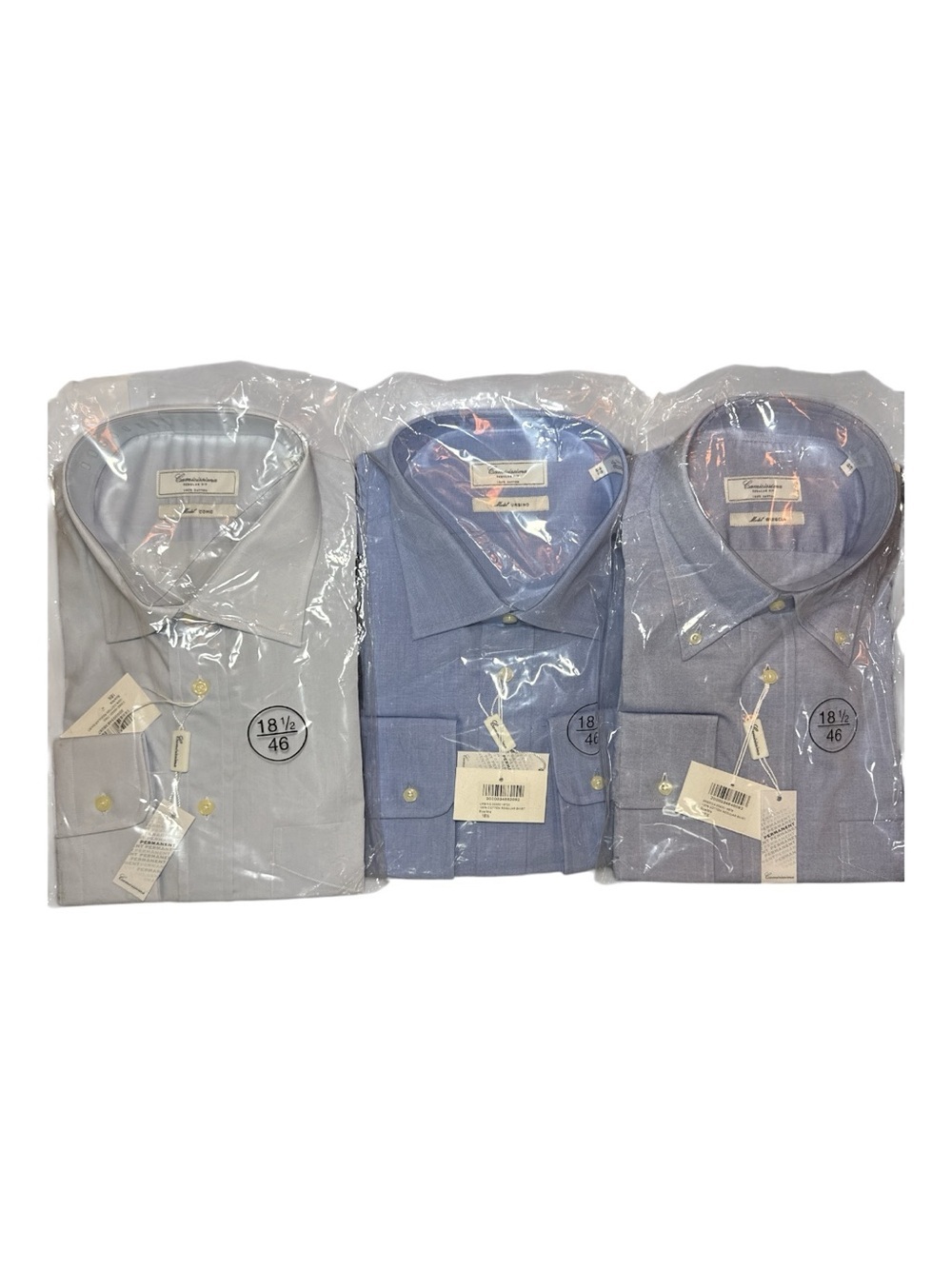 NEW! Camicissima LOT OF 3 Long Sleeve Dress Shirts 18.5 Regular Fit Blue